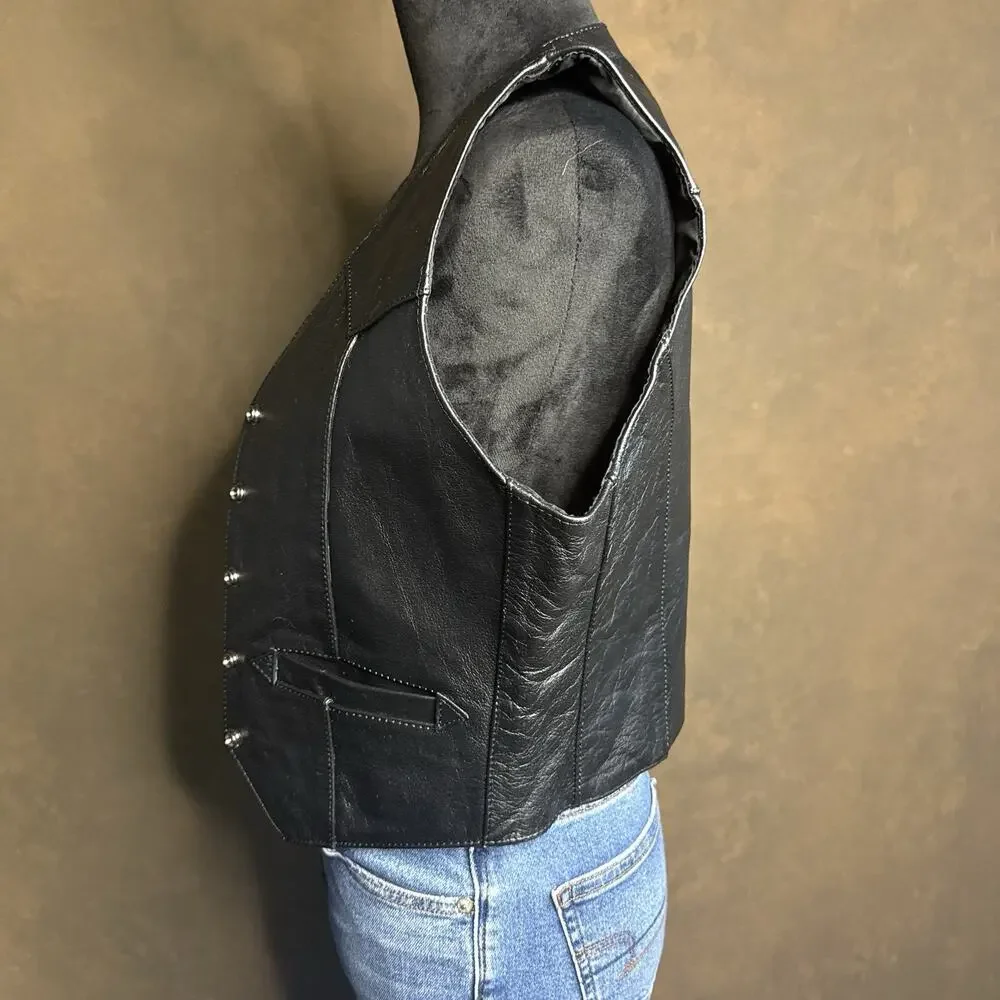 Vintage 90's Ladies Leather Western style Vest Size 10 Protech Leather Apparel